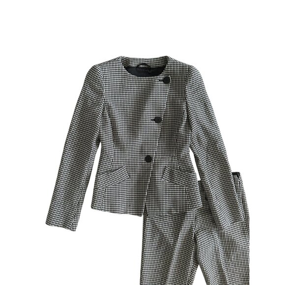 EMPORIO ARMANI Women’s Houndstooth Black White Jacket Pants Suit Sz US 36 - Picture 3 of 13